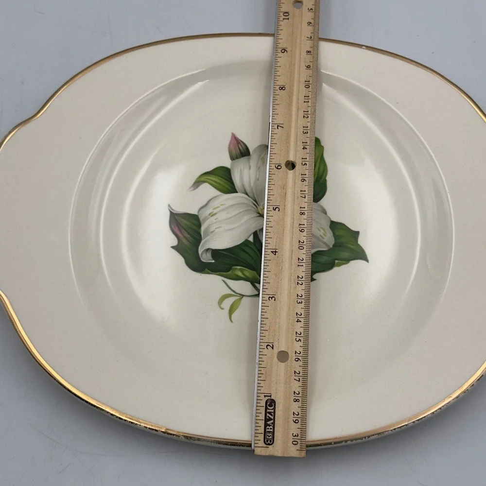 American Limoges Trillium G-410 Oval Platter Glamour 22K Gold Trim 12